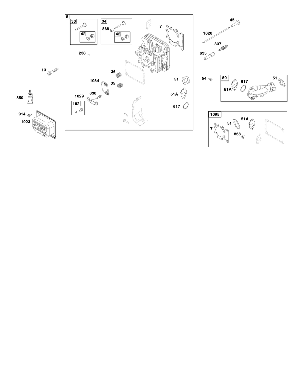 Cylinder Head Group Diagram and Parts List for 31R707-0056-G1 200000 - 399999 Briggs and Stratton Engine